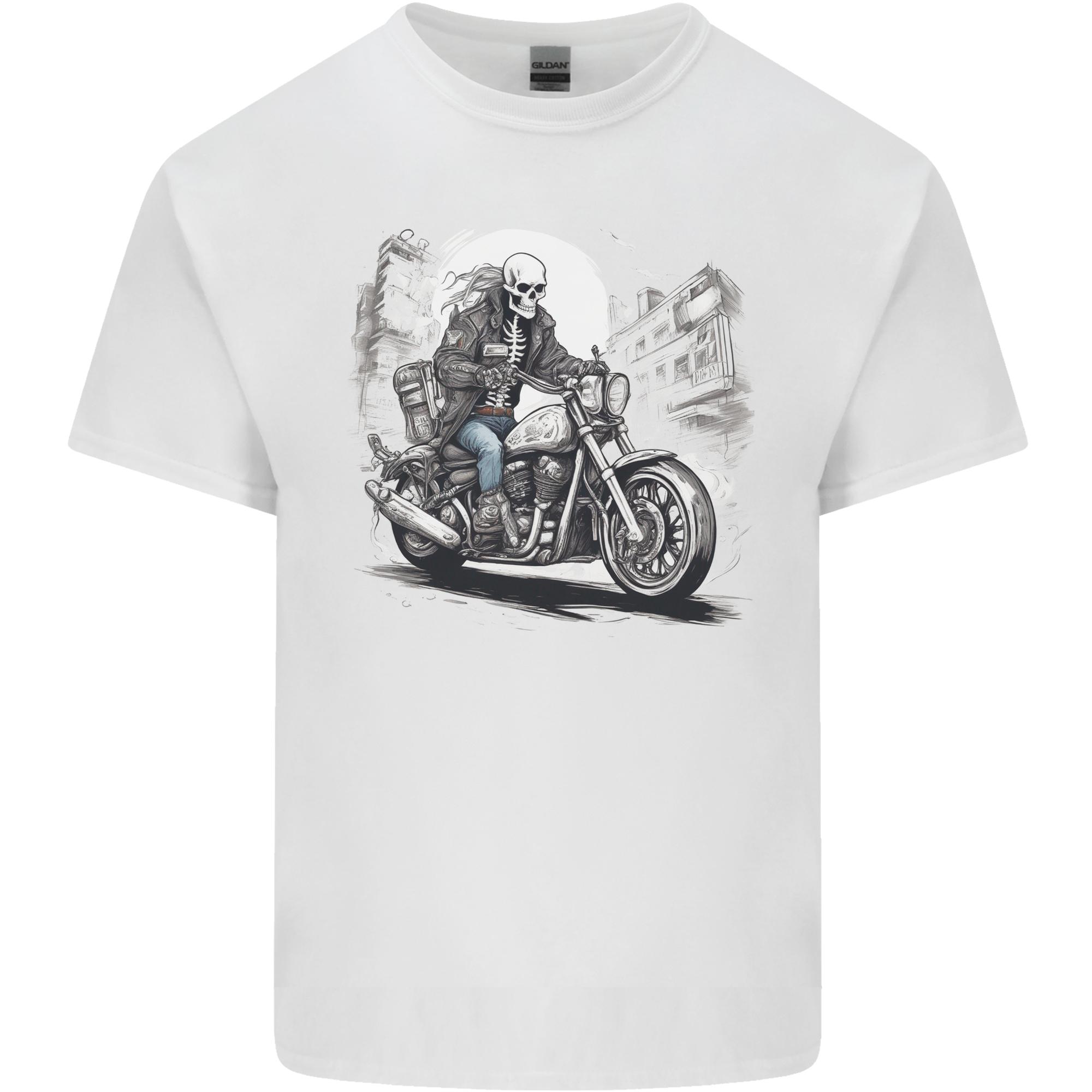 Skull Biker Motorcycle Motorbike Grim Reaper 33 Unisexs Light Cotton TShirt S