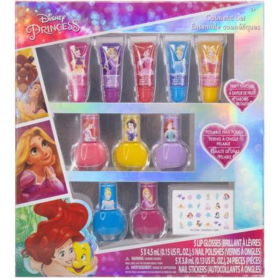 TownleyGirl Disney Princess 5 Lip Glosses, 5 Peel-off Nail Polishes, 24 Nail Stickers, Kids Nails, For Kids