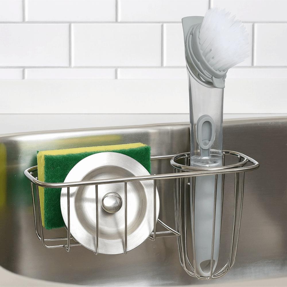 Stainless Steel Sink Hanging Basket Rounded Corners Sponge Storage Basket Sink Drain Rack  for Home