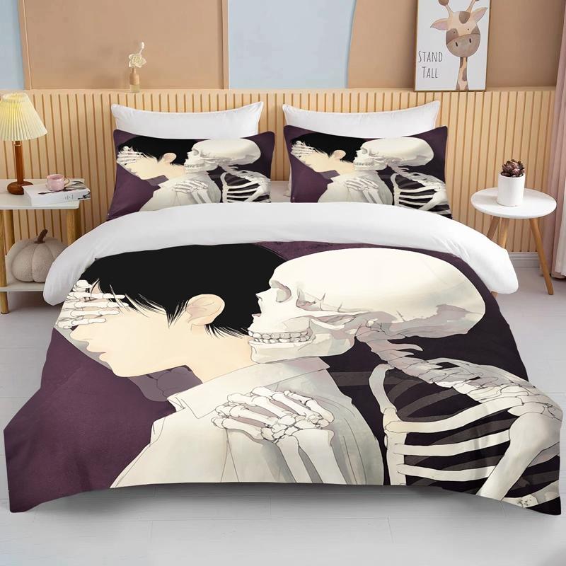 

10 sizes Sexy Beauty Skeleton Girl Christmas gift king size double bed bedding set microfiber or polyester duvet cover set EU single(135x200cm)