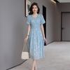 Summer New Round Neck Design Embroidery Dress with Waist Temperament and Thin Holiday Style Dress