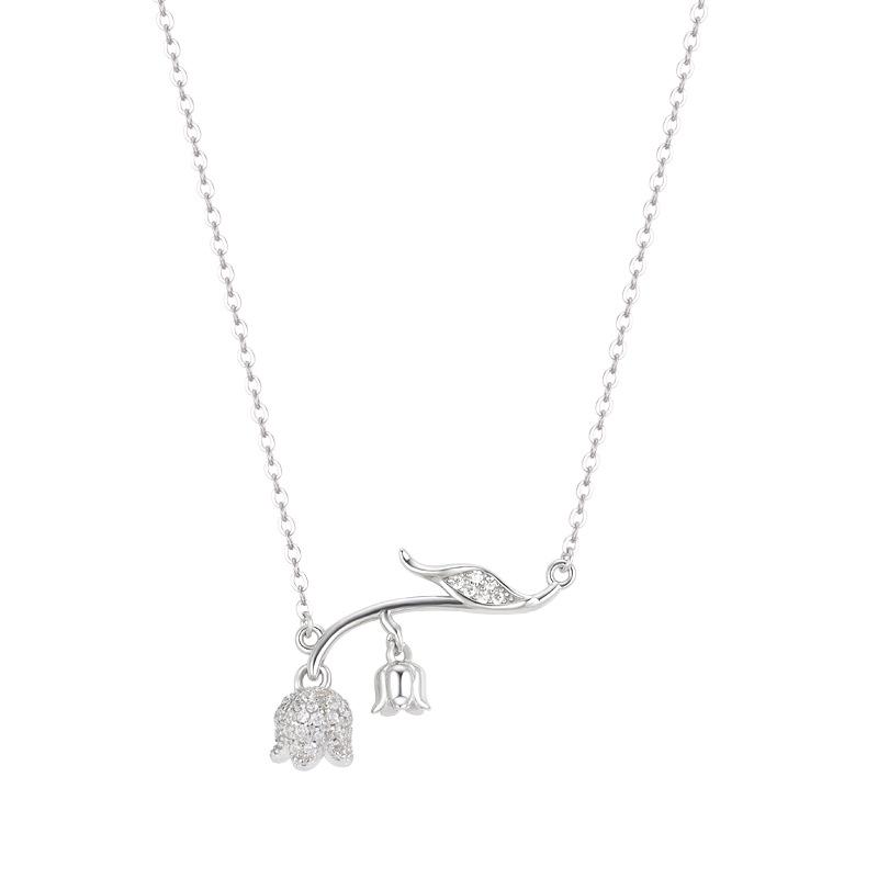 S925 Sterling Silver Lily Flower Necklace with Electroplated Clavicle Chain - Elegant and Luxurious Fashionable Style