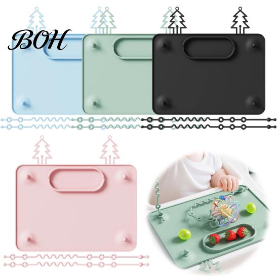 Baby Mealtime Mats Silicone Placemat with Suction Cup, Toddlers Eating Food Mat Kids Placemats Anti-fall Rope, Foldable Multi-functional Activity Pad