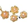 Three-Piece Freshwater Pearl Necklace Set with 3D Flowers: 8-9mm Pearls, High Luster, Slight Imperfections, Multiple Colors