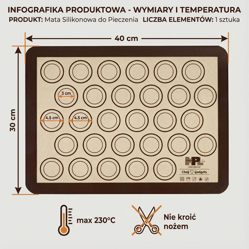 SILICONE BAKING MAT DOUGH MAT 40x30 CM REUSABLE