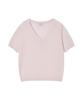 JE NE SAIS QUOI Sheer Cashmere Blended V-Neck Short Sleeve Knit_Pale Pink