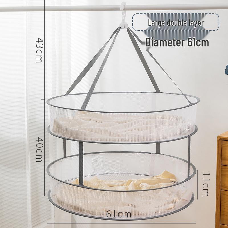 Three-Tier Windproof Folding Sweater Drying Rack Basket