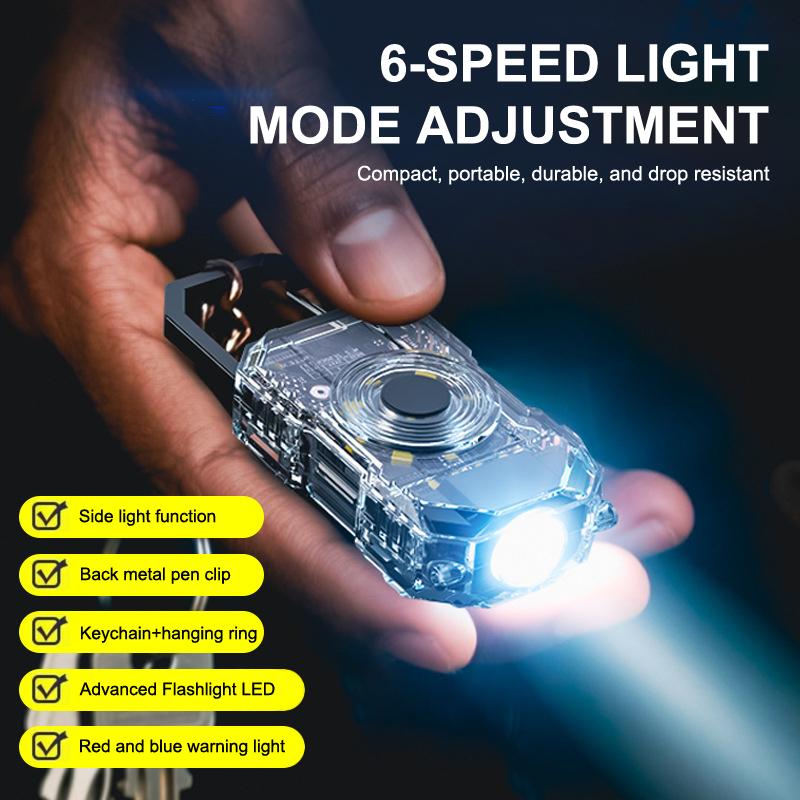 Multimode Keychain Light - Adjustable Flood Beam, Usb-C Rechargeable Belt Flashlight For Dog Walking, Night Fishing 1Pc