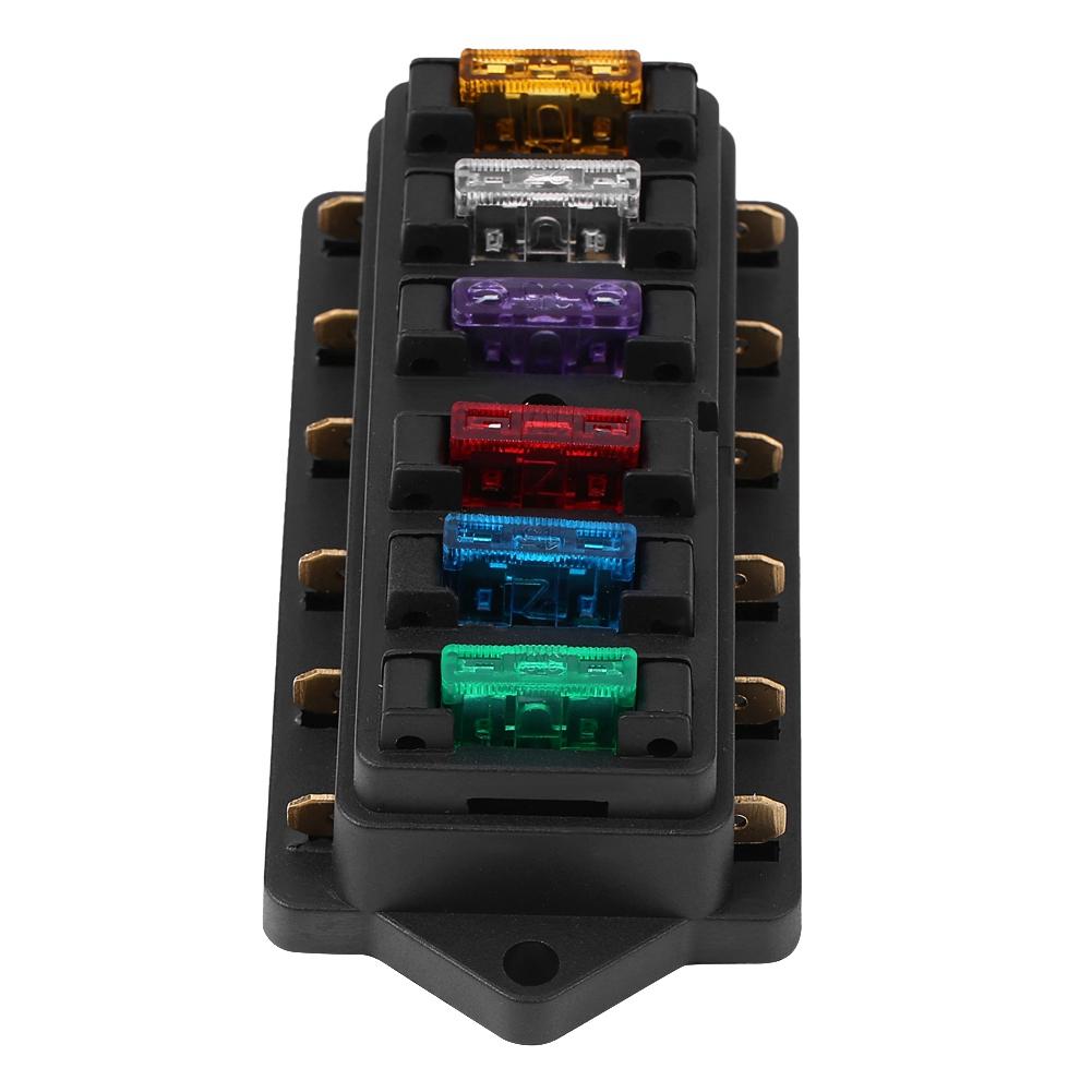 6 Way Circuit Car Boat Auto Blade Fuse Box Block Holder DC 12V 24V