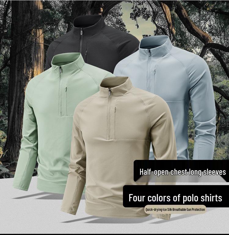 Men's Quick-Dry Long-Sleeve Half-Zip Base Layer for Spring & Autumn Running