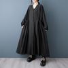 Long Sleeve Plus Size Black Vintage New In Dresses for Women Casual Loose Spring Autumn Dress