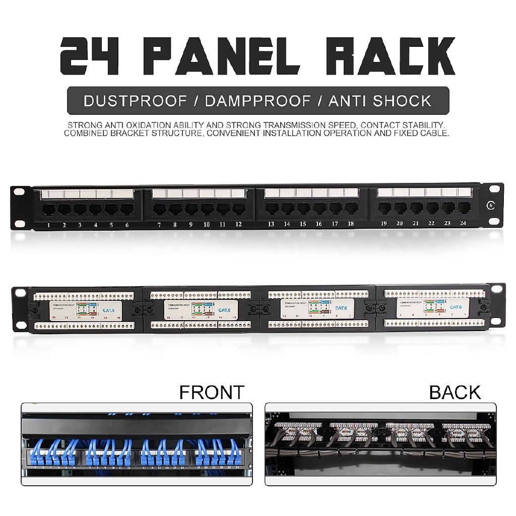 RJ45 CAT 6 Ethernet Network LAN Adapter Connector Cable Mount Bracket 24 Port/Wst CAT5E Patch Panel 1U for 19 Inch Rack
