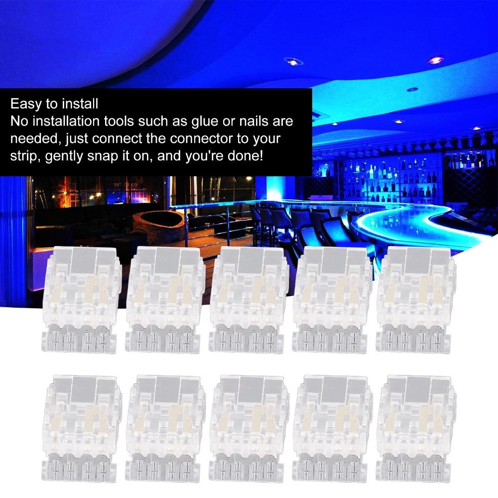 10pcs Transparent COB Light Strip Connectors 2Pin LED Strip to Wire Connectors Home Use