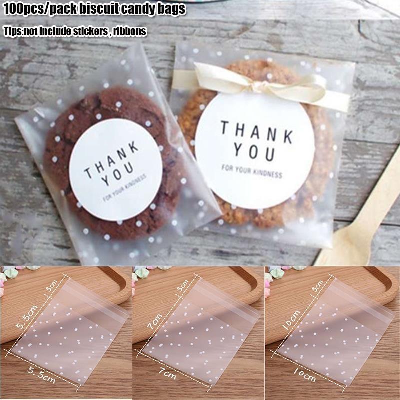 100pcs/set Food Grade Plastic Dessert Bag Cute Cookies Packing Bags
