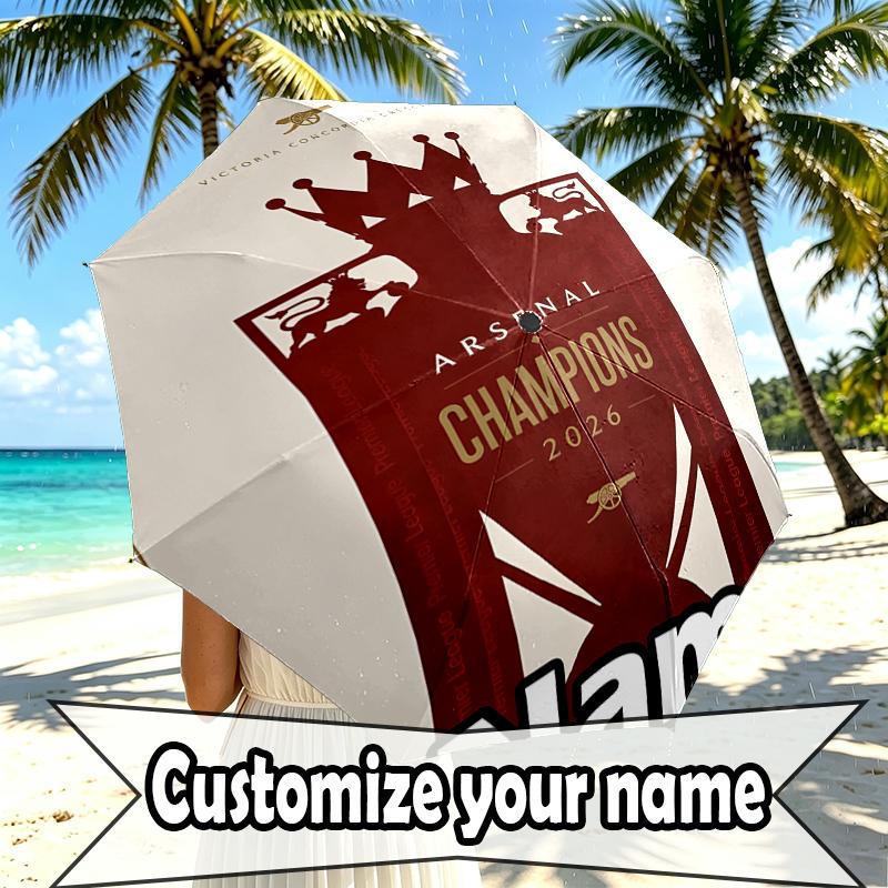 Custom Name Personalized Football Team Print Umbrella, Auto Open Close, 8‑Rib Sturdy Frame, Commute Camping Hiking Use, Birthday Gift