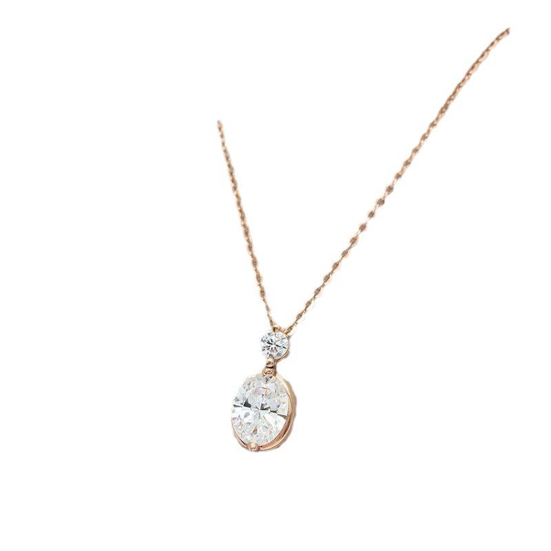 Exquisite Rose Gold Plated Russian Purple Gold Egg Surface Zircon Necklace Shining 585 Color Gold Necklace Simple Korean Version