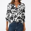 Women's Fashion Casual 3/4 Sleeve T-Shirt Prints V-Neck Button Top