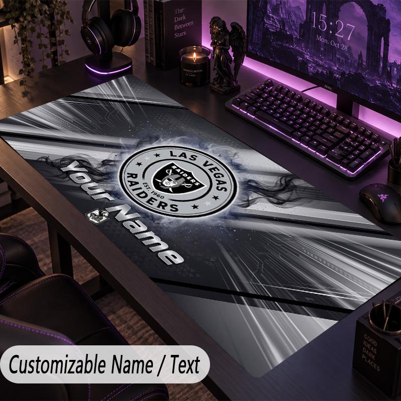 Large Mouse PadLas Vegas Raiders Custom Name Text Personalized Desk Mat Non Slip Gaming Pad