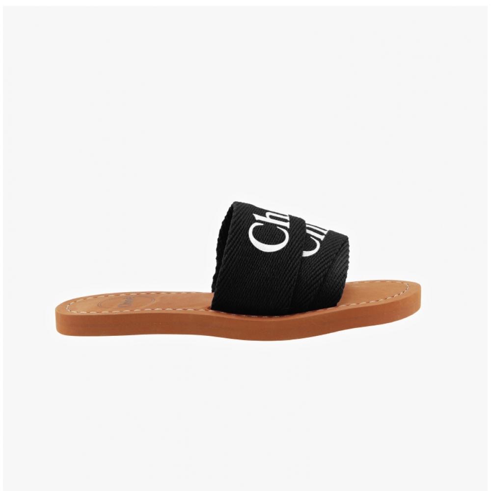 Chloe C20136 09b Woody Logo Flat Mule Slippers