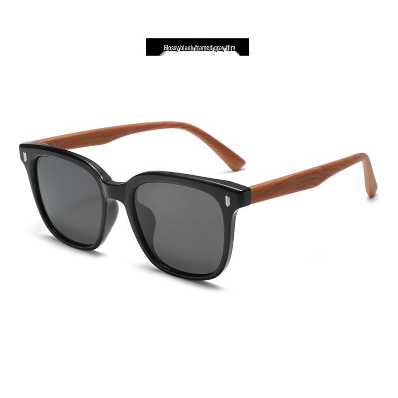 2025 Retro Wood Grain Temple Sunglasses: Polarized Driving Glasses for Men & Women