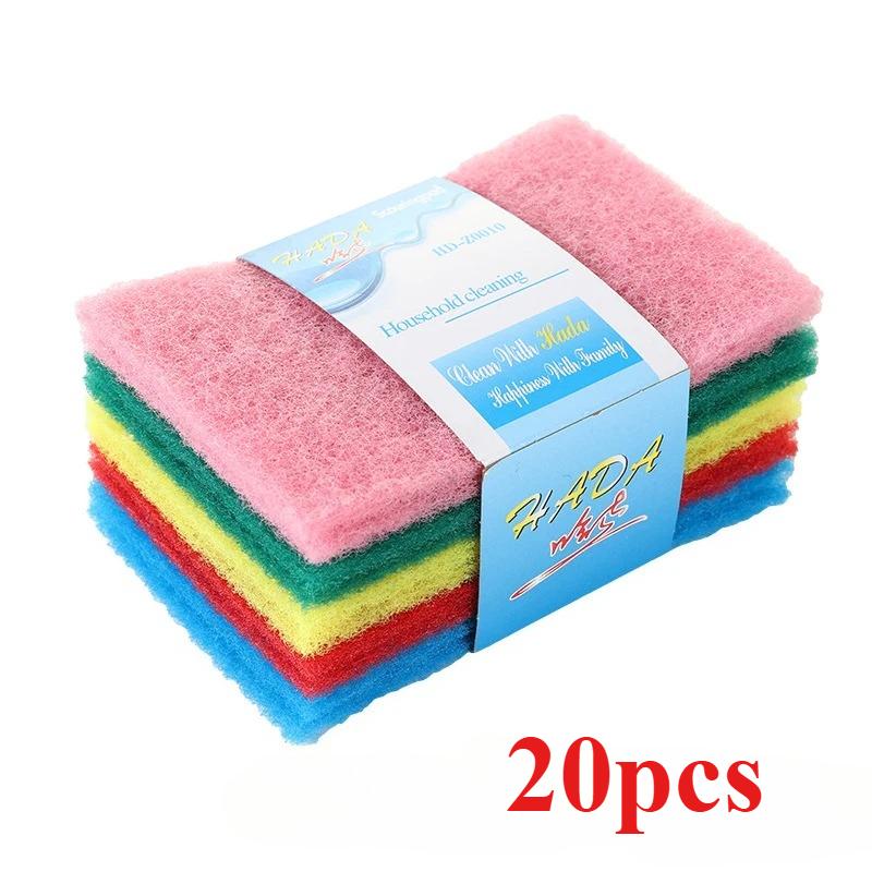 10/20/30PCS Household Kitchen Scrub Pads Oil Removal Dishwashing Pot Pads Scratch-Free Multipurpose Reusable Cleaning Dishrag