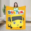 Coperta Go Buster Cartoons Tayos Little Bus Coperta in Flanella Coperta da Viaggio in Aereo Stampata Ultra Morbida Calda Copriletto