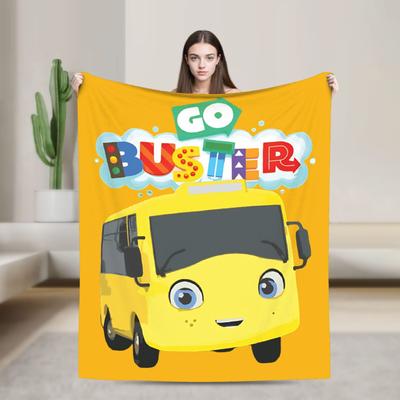 Go Buster Cartoons Tayos Little Bus Blankets Flannel Throw Blankets Airplane Travel Printed UltraSoft Warm Bedspreads