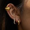 Uworld Simple Classic 18K Gold Color Plated Stainless Steel Smooth Multi-Layer Ear Clip Stacked Earrings Women's Jewelry