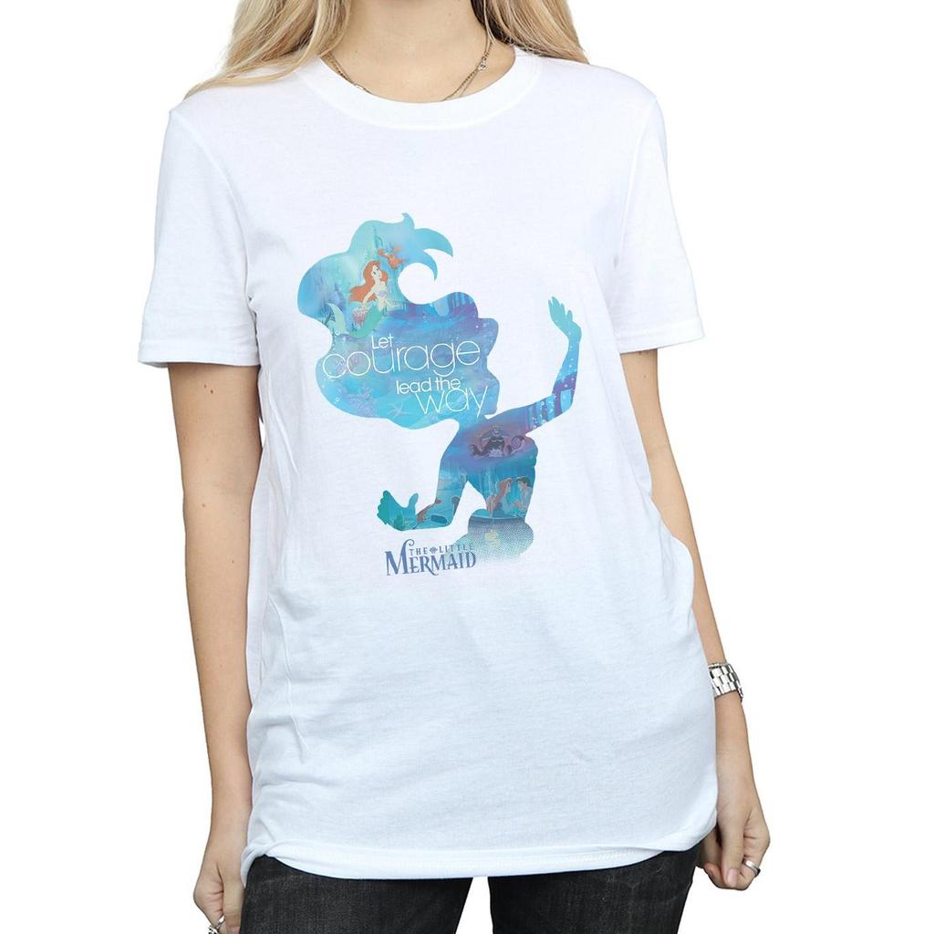 Disney Princess Womens/Ladies Ariel Filled Silhouette Cotton Boyfriend T-Shirt