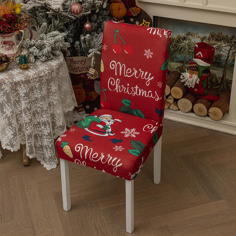 Christmas Chair Covers for Dining Room Kitchen Party Hotel Banquet Restaurant Office Stretch Seat Cover Housse De Chaise 1pc