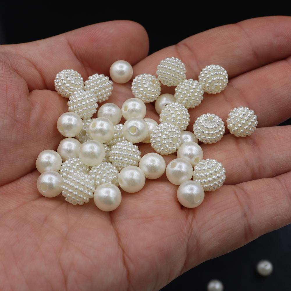 Precision Made White Cream ABS Plastic Pearls Loose Beads Bulk Supply Textured Berry Cluster for Boutique DIY Art Supply