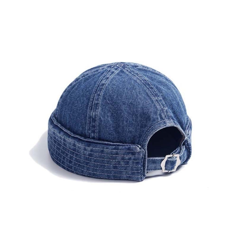 

Casual Retro Denim Dome Melon Cap Japanese Style Adjustable Brimless Beanie Cap Hip Hop Hat Unisex