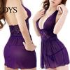 Women\'s Sexy Sheer Deep V-neck Halter Babydoll Sleepwear Nightwear + G-string