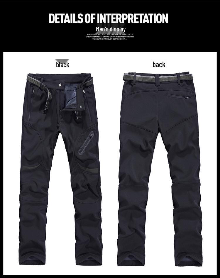 Plus Size Men's Gothic Softshell Windproof Fleece-Lined Stretch Pants
