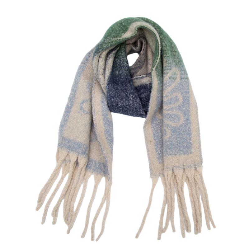 Autumn and winter new loop yarn imitation mohair jacquard small flower scarf
