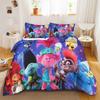 Trolls Geprint Polyester Kinderen 3D Kinderen King Size Beddengoed Dekbedovertrek Set Schattig Geprint Cartoon Dekbedovertrek Huis