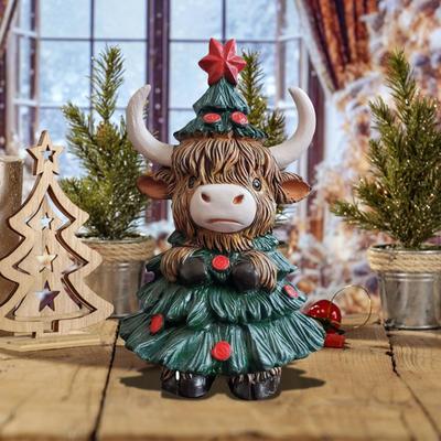 Highland Cow Figurine Home Highland Cattle Christmas Sculpture Resin Sculpture Scottish Ornament Decoration For Table