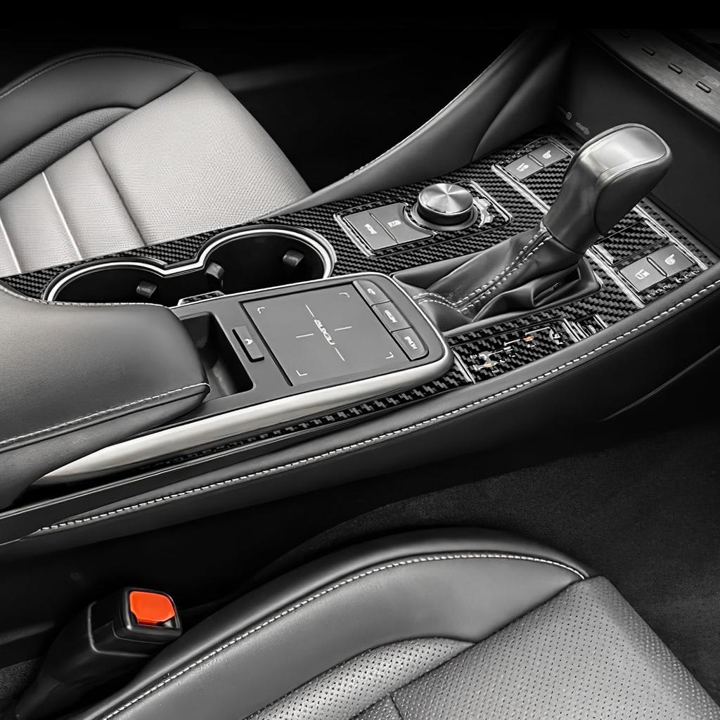 AIRSPEED Carbon Fiber Interior Accessories for Lexus RC RCF RC300 RC300h RC350 RC200T Center Console Gear Shift Knob Panel Trim Cover with Cup Holder