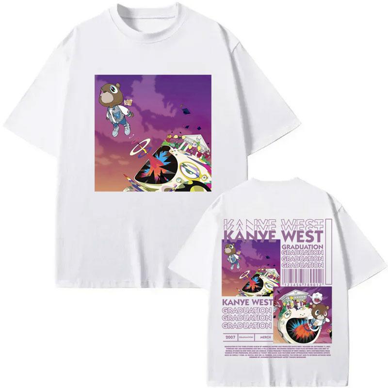 Limited Rapper Kanye West Merch T-shirt Music Album Graduation Graphic T Shirts Men Women Fashion Short Sleeve T-shirts