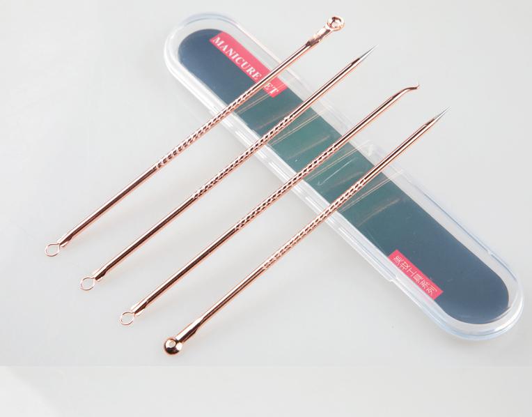 4pcs Blackhead Needle Set for Skin Care: Pimple Blemish Pore Cleanser, Portable Reusable Facial Cleaning Tools - Acne Care