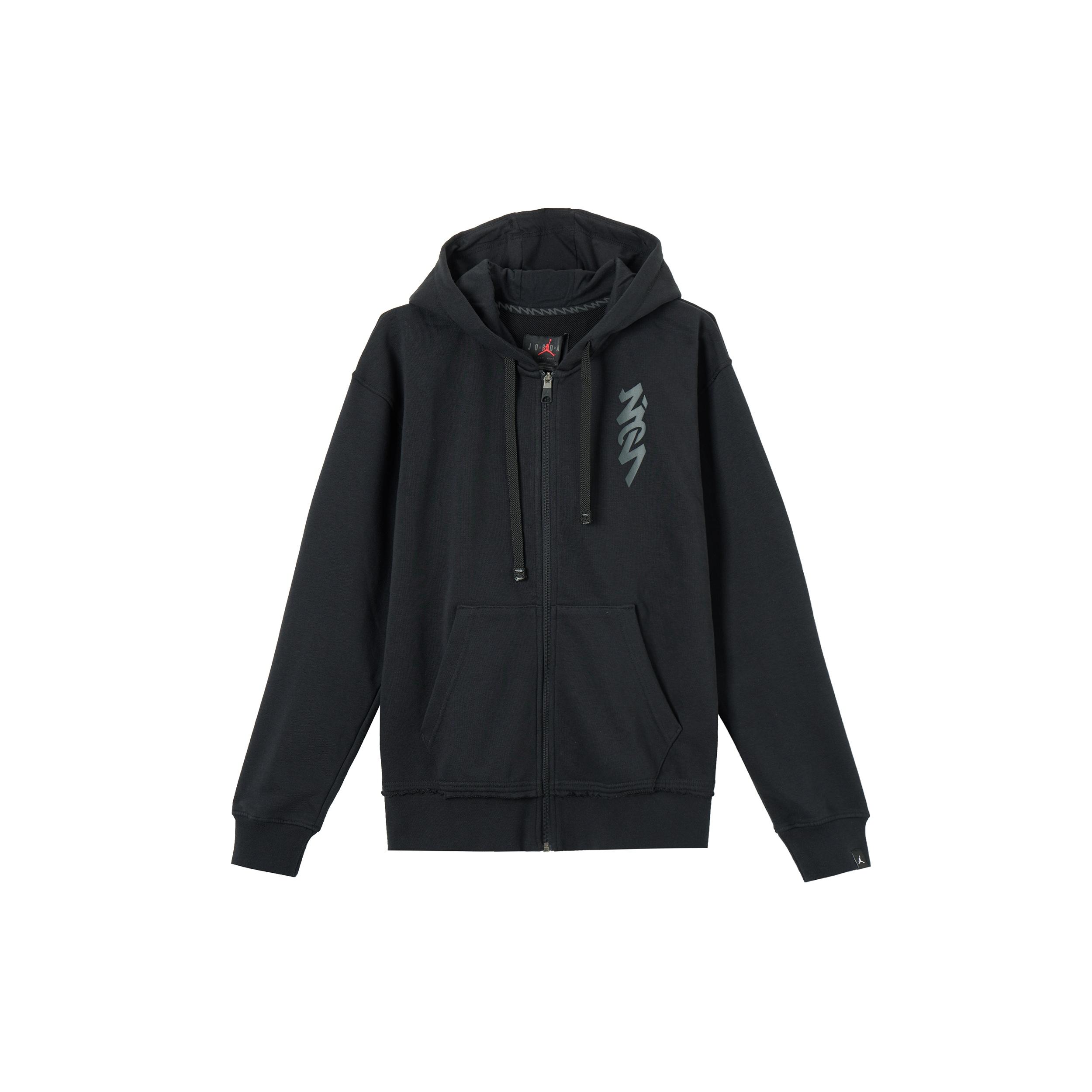 Men s Air Jordan Zion Alphabet Printing Retro Hooded Zipper Jacket Black DJ5870-010 M