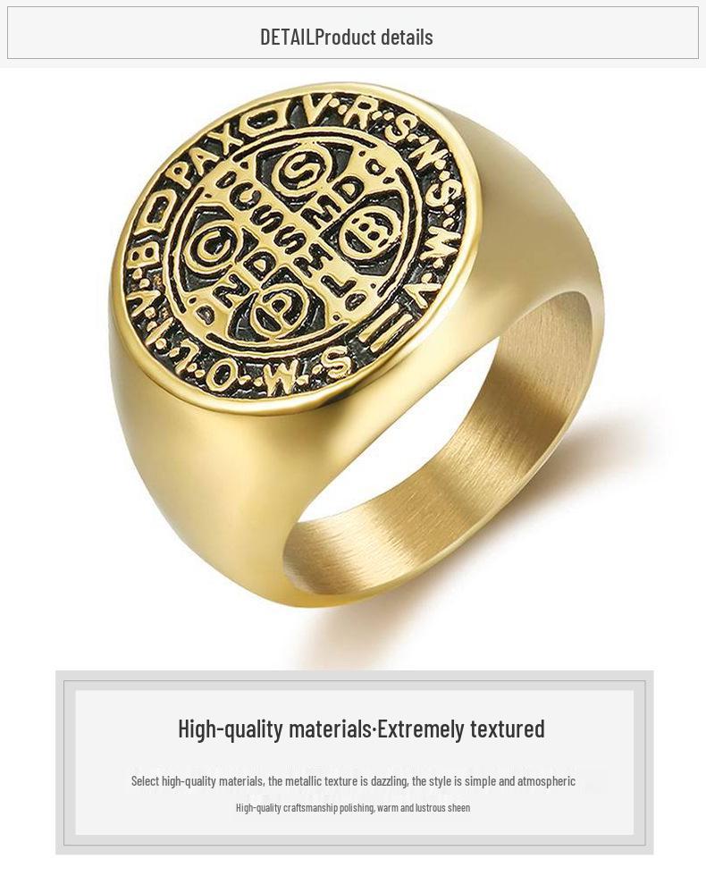 Vintage Titanium Steel Hip-Hop Letter Ring for Men - European & American Style