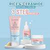 Glamveda Korean Rice & Ceramide 3 Step Daily Skincare Routine | Face Wash, Serum & Moisturizer | Skin Brightening | For Dry & Sensitive Skin Types