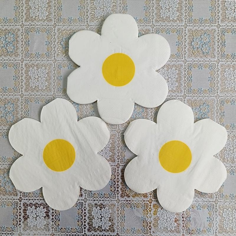 

20Pcs Daisy Paper Napkins Flower Disposable Cocktail Napkins For Birthday Wedding Baby Shower Party Supplies белый