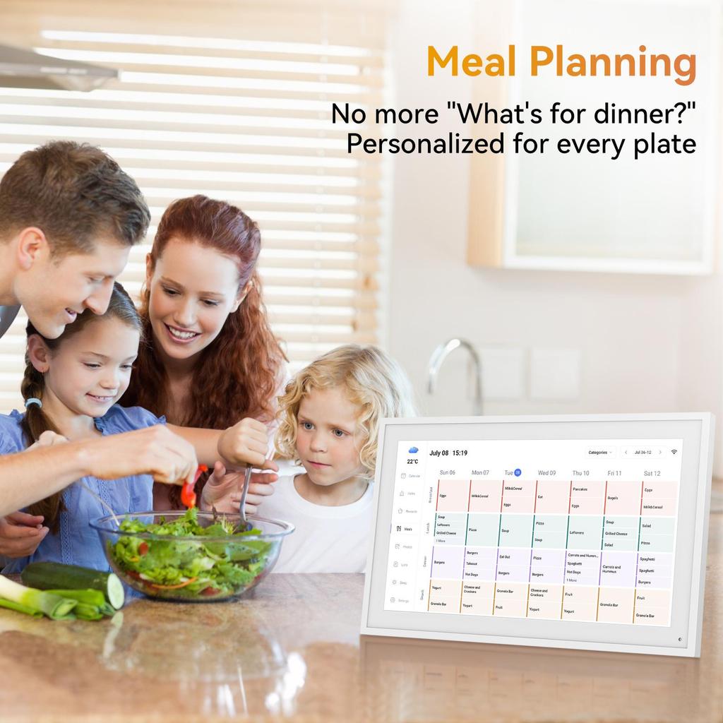 TABWEE Digital Calendar P15 15.6 Inch Wall Mount Touch Screen Calendar App Sync List Notepad Family Calendar Electronic Wall Calendar