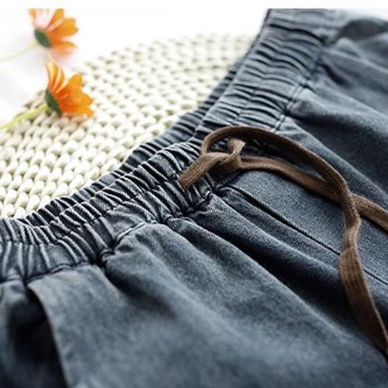 Jeans for Women Slimming Elastic Waistband Elastic High Waist Long Trousers Casual Wide Leg Pants