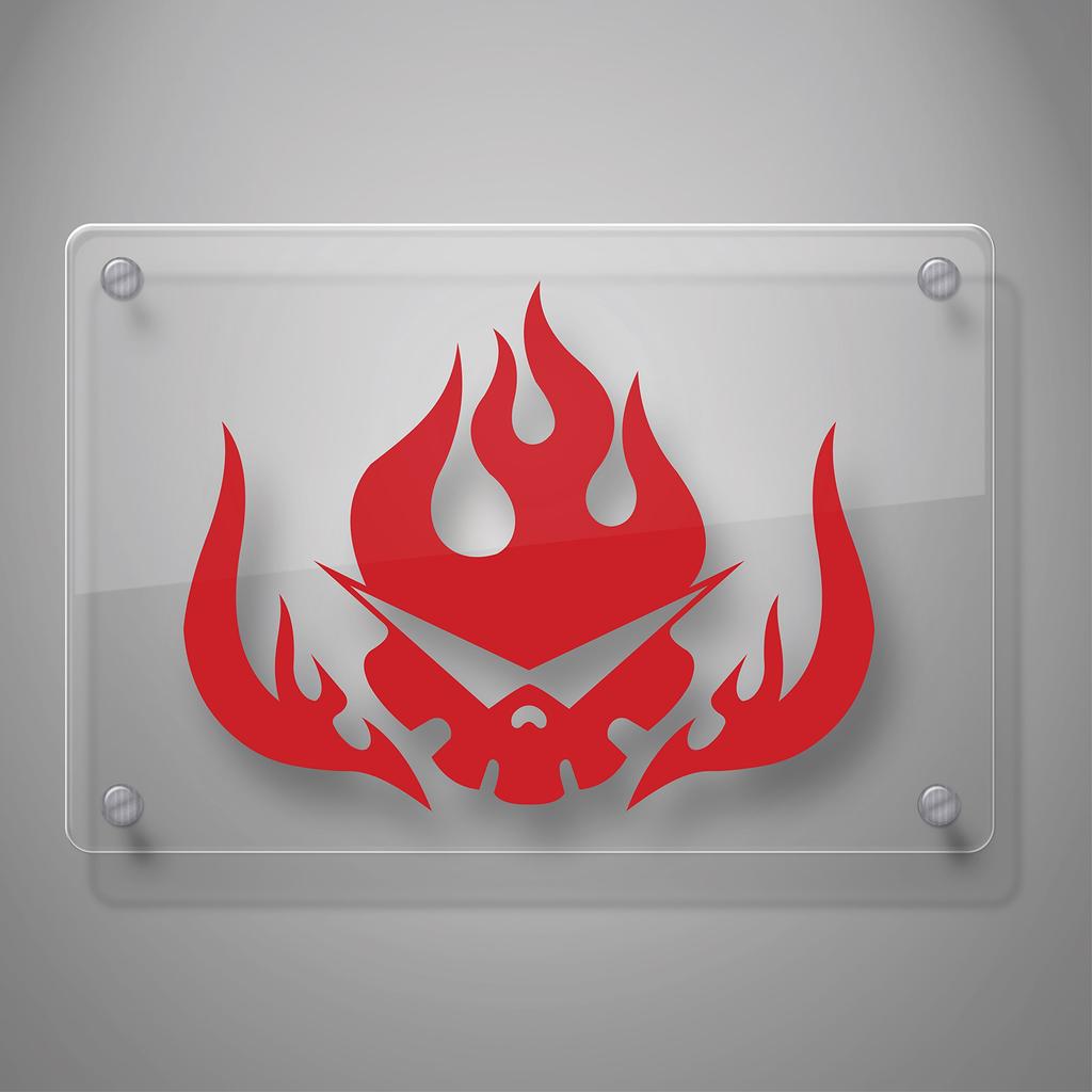 Gurren Lagann decal sticker for car windows, laptops, motorcycles, walls, mirrors, and more. SKU: 480, 6" x 7.8", Red