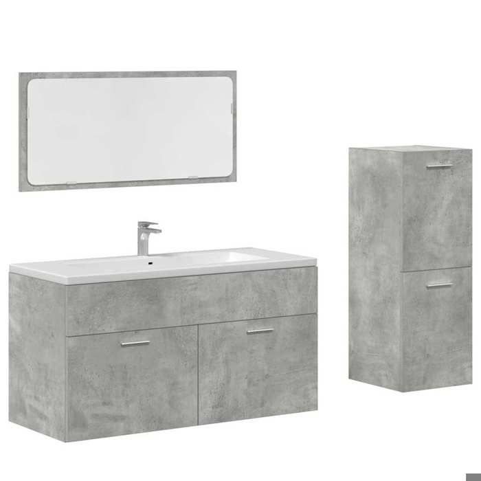 VidaXL Bathroom Furniture Set 3 Pcs Concrete Grey 3324872