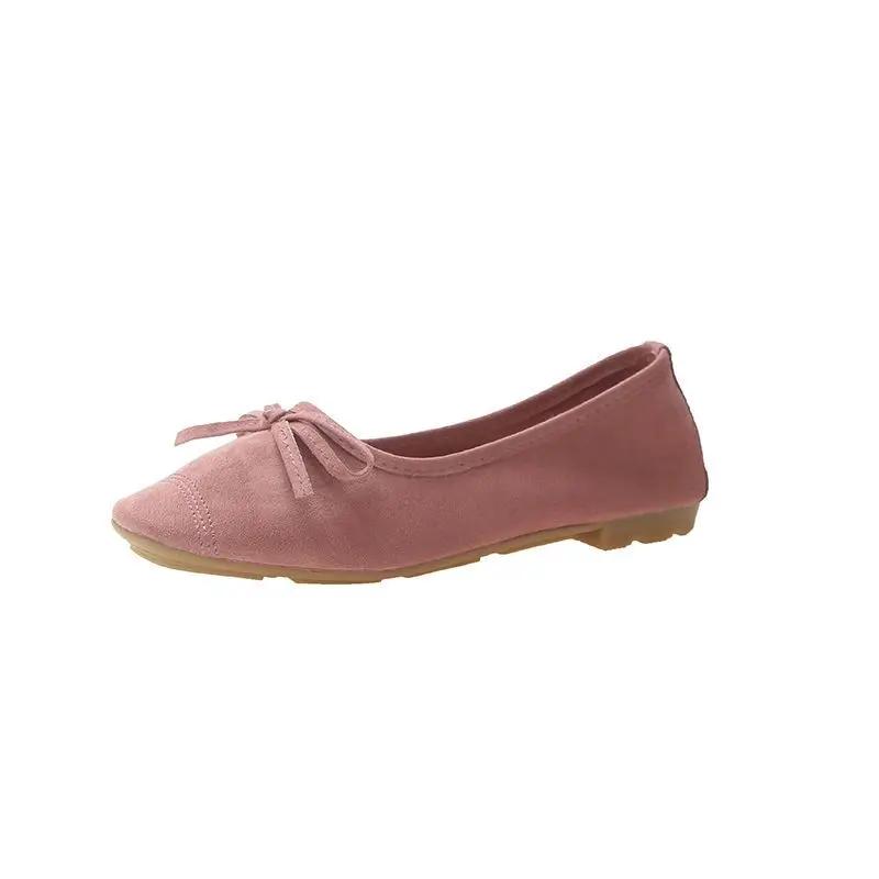 Fashion Shoes for Women Kawaii with Bow Green Ballet Cute Round Toe Woman Footwear E Non Slip Comfortable and Elegant Trend Lastest Shoe