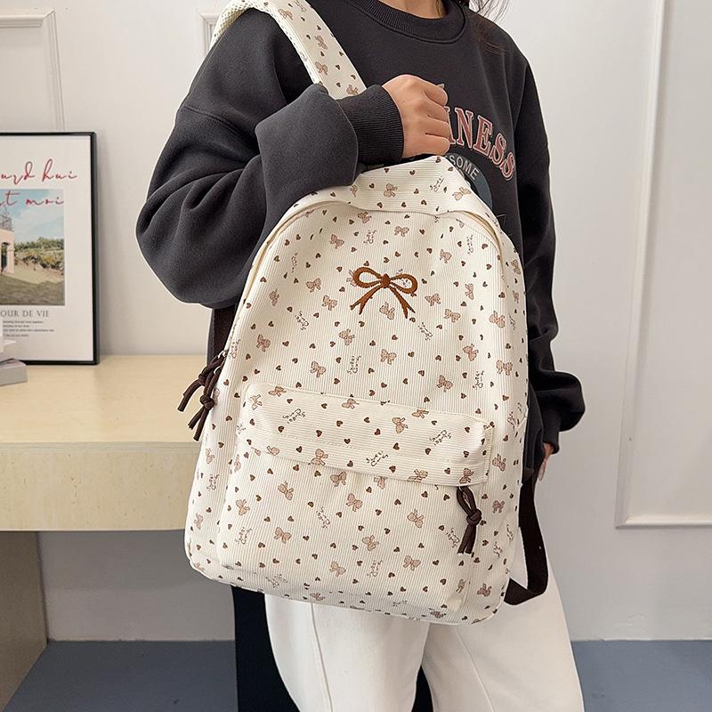 Schoolbag Corduroy Autumn and Winter New Large Capacity Backpack Student Class Commuter Versatile School Bag Going Out Travel Backpack Female